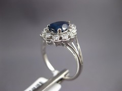 WIDE 1.52CT DIAMOND & AAA SAPPHIRE 14KT WHITE GOLD 3D PEAR SHAPE ENGAGEMENT RING