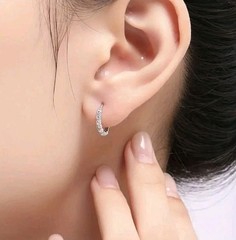 16mm Elegant Solid💥.925 Sterling Silver (3.5g) Ice Cubic Zirconia Hoop Earrings