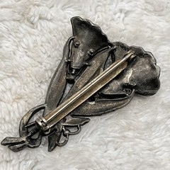 Vintage Pot Metal Brooch Silver Tone Flower Pin AS IS 2.5″