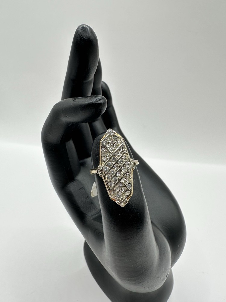 18K GOLD ELECTROPLATE Vintage Cocktail STATEMENT Shield Ring Sz 6