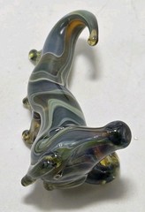 Vintage Swirled Art Blown Glass Seahorse Pendant Jewelry 1-3/4” X 1-1/4”