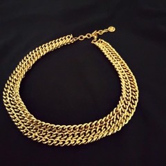 Vintage Givenchy Triple Row Goldtone Curb Link 16″ -18″ Heavy Chain