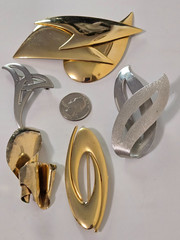 Metal Abstract Brooch Lot, Vtg. to Now. 1 Sarah Coventry Piece. Neat Pieces.