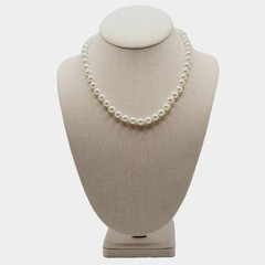 Career Classic Knotted Coated Glass Faux Pearl Silver Tone Vintage Necklace