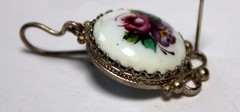 Vintage Unique Russian Enamel Hand Painted Jewelry Set Earrings & Necklace #29a