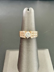 14k Yellow Gold Ring 1/2CT Center Stone with 0.60CTW Side Diamonds (B21)