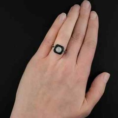 Art Deco Style Lab Created Diamond Fancy Party Wear Ring I14k White Gold Finish
