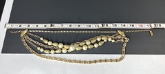 Vtg Francois Coro Bib Necklace Gold Tone Multi Chain Faux Pearl Cascade Chunky