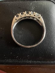 Old European Five Stone Diamond & Platinum Anniversary Band Sz 7 Vintage Ring