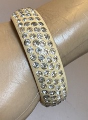 1920s Antique Celluloid Rhinestone Flapper Sparkle Bangle wide 4-row SMALL 6.5″