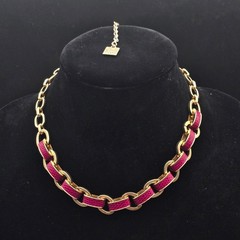 Anne Klein Gold Tone Pink Faux Snake Skin Necklace Earrings Set
