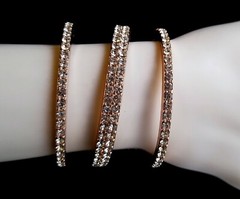 FAB! WIDE RHINESTONE BANGLE CUFF STATEMENT BRACELET CLEAR STONES ROSE GOLD BASE