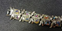 5 Aurora Borealis Rhinestone Art Bracelet Earrings Vintage Jewelry Lot