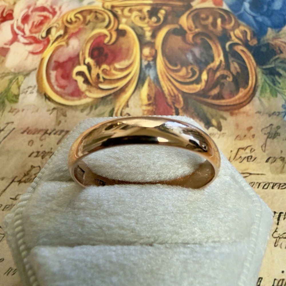 Size 11.75 – Vintage 583 14K Rose Gold Wedding Band Ring – East European #2089