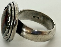 Vintage Sterling Silver Tiger Iron Ring Size 7.5