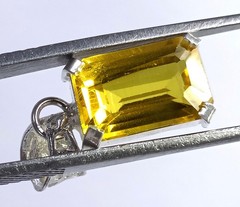 25 Ct Natural Yellow Sapphire Pendent Emerald Shape 925 Silver EGL Gemstone 6AHN
