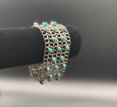 Vintage Taxco Sterling Mesh Link Necklace(14in) & Bracelet (6.75in) Set 130.87gm