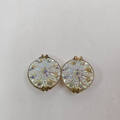 vintage Hillcraft Slide On Earrings Gold Tone Opalescent Aurora Borealis