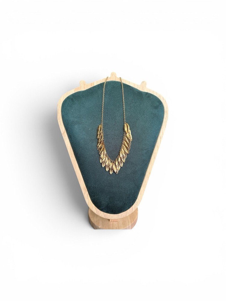 Vintage Signed NAPIER Gold Tone Cascading Leaf Bib Fringe Statement Necklace
