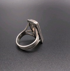 Vintage Signed T 105 Sterling Silver White Buffalo Ring Size 10 Split Shank