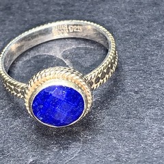 STERLING SILVER 925 Lot Ring W64 Sz7 Anna Beck Blue Stone Amazing Natural Gold