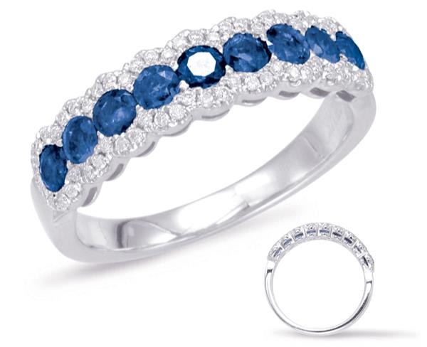 ESTATE .99CT DIAMOND & AAA SAPPHIRE 14KT WHITE GOLD ROUND HALO ANNIVERSARY RING