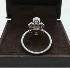 Art Deco Style Round Lab Created Diamond Three-Stone 14K White Gold FN Gift Ring