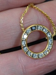 Vintage Gold Tone Rhinestone Round Circle Choker Necklace 15 in