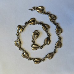Vtg Sterling Silver Danecraft Floral Necklace 20.25g Fine Jewelry 15.5″ Chain