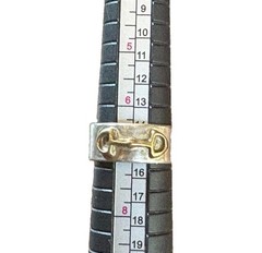 Vintage 925 Sterling Silver Gold Brass Horse Bit Equestrian Ring Size 7.25