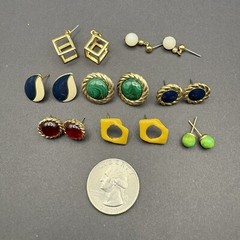 Vintage to Now Post Back Earrings Lot of 8 Pairs Multicolor Fashion Pierced Ear