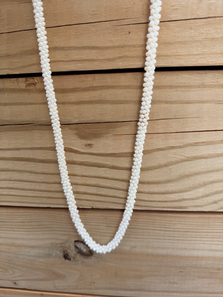 Stunning VTG Torsade Rope Necklace Faux Seed Pearl — Braided / Opera Length