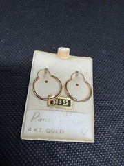 Vintage Stamped Solid 14kt Gold Hoop Earrings 0.67g New Old Stock!