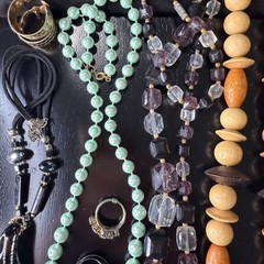 Vintage Jewelry Lot Mixed Necklaces Bracelets Rings Jade Amethyst Statement
