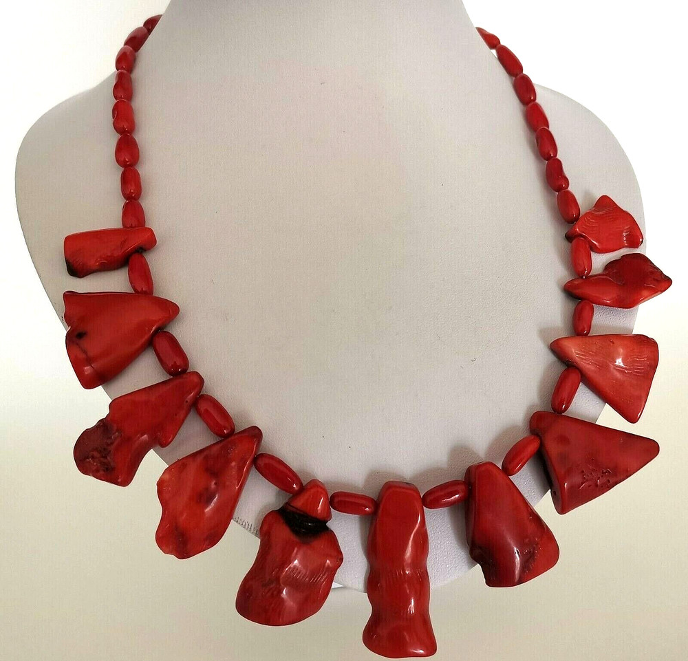 Unique Red Coral Huge Beads Choker Necklace