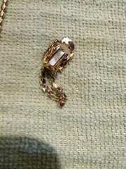 Vintage 1950’s Costume necklace And clip on earring Set Gold color Blue Green