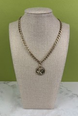 Vintage Style Gold Roman Coin Medallion Necklace • Chunky Curb Chain