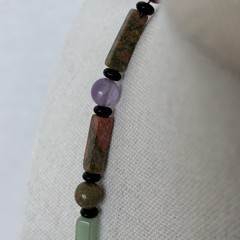 Vintage Semi-precious Natural Stone Necklace Barrel Clasp 24”