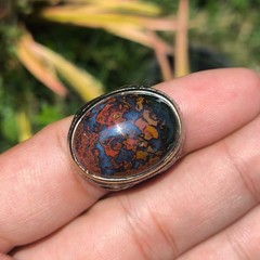 vintage ring red agate multicolor rare antique gemstone 8″ klawing indonesia