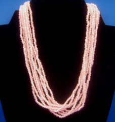 NECKLACE vintage Pink seed beads 8 strands glass diagonal cut 18″ collar length
