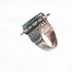 sz8.5 Vee Kee Navajo sterling silver multi-color blue/green turquoise ring