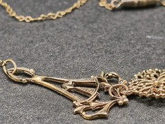 vintage Art Nouveau drapery laviaer Style Brass tone necklace