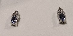 Oval Tanzanite/Diamond 10k White Gold Post Earings Jc Penny Vintage