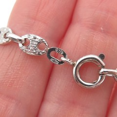 925 Sterling Silver Vintage Italy Textured Anchor Mariner Chain Necklace 24″