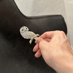 VTG OPC SIGNED AURORA BOREALIS RHINESTONE OWL BIRD BROOCH PIN PENDANT
