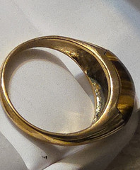Vtg Signed Uncas Tiger’s Eye Ring 14K GE Gold Electroplate Sz 9 Boho Ring W66