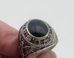 Vintage Crest Craft Sterling US Air Force Military Ring Size 8.75 Onyx Stone