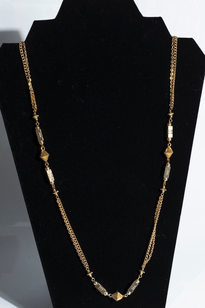 Extra Long Necklace Gold Toned Vintage Fashion Jewlery
