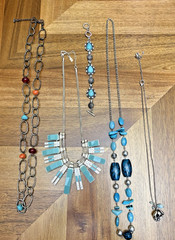 Vintage Turquoise Color Signed RMN JLo Fossil Necklace Bracelet Jewelry Lot