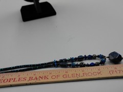 Peyote Bird Blue & Silver Necklace with Pendant about 17 inches + 2-inch pendant